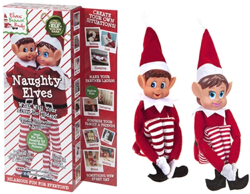 Set di 2-30,48 cm novità Naughty Girl And Boy Elves Behavin' Badly