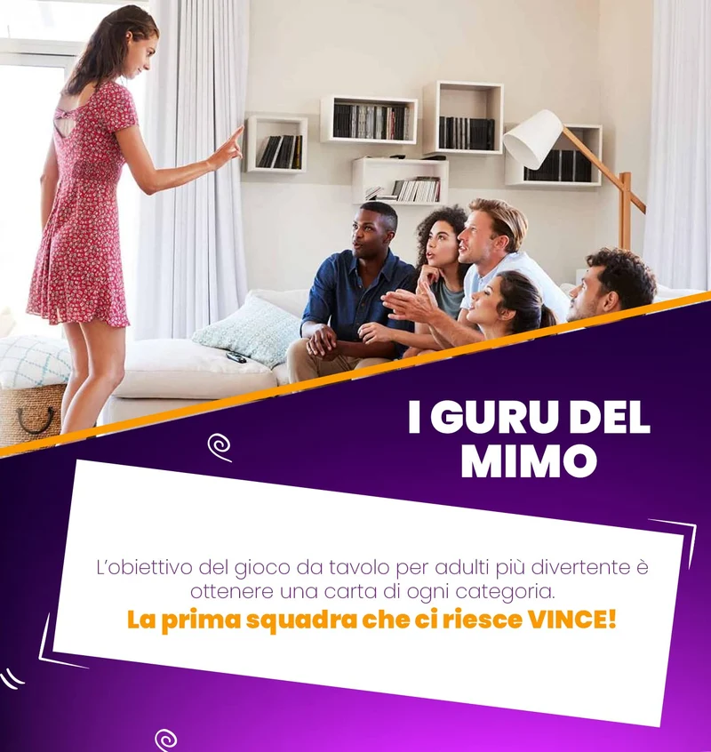 GLOP Mimo - Giochi da Tavolo - Mettete alla Prova le Vostre Abilità di Mimo - Divertente Gioco per Adulti e Famiglie - Bambini Sopra i 8 anni - Da 2 a 6 squadre