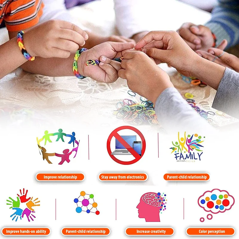 2500pcs Elastici per Braccialetti, Bracciale Elastici Colorati Bands Kit, fai da te Bambina Elastici di Gomma Bracciale Lavorare a Maglia Fare Braccialetti Perline Giocattolo