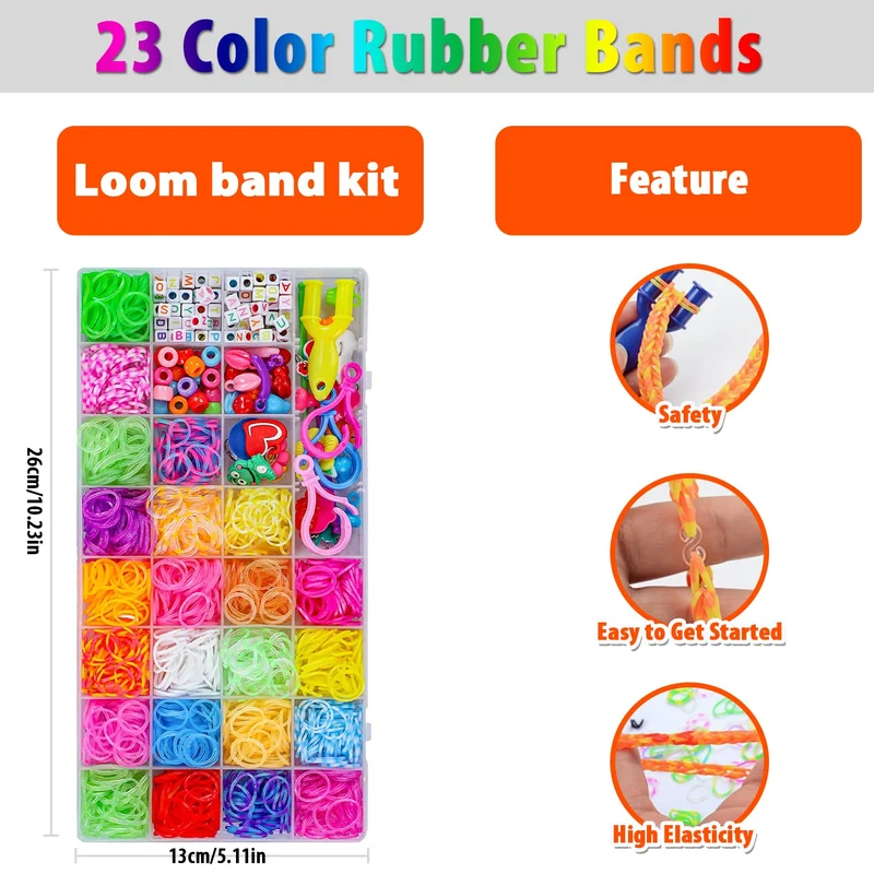 2500pcs Elastici per Braccialetti, Bracciale Elastici Colorati Bands Kit, fai da te Bambina Elastici di Gomma Bracciale Lavorare a Maglia Fare Braccialetti Perline Giocattolo