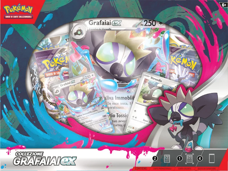 Pokémon- Collezione Grafaiai-Ex del GCC (Due Carte promozionali, Carta olografica Gigante e Quattro Buste di espansione), Edizione in Italiano, Colore, 290-60483
