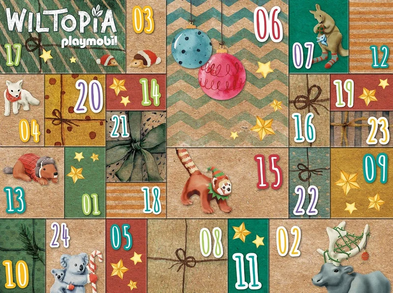 PLAYMOBIL Wiltopia 71006 Calendario Dell'Avvento Fai da Te, Viaggio degli Animali Intorno, Include 23 Animali da Tutto, Giocattolo Sostenibile per Bambini dai 4 Anni in su
