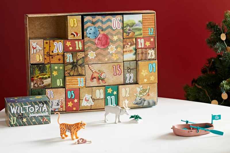 PLAYMOBIL Wiltopia 71006 Calendario Dell'Avvento Fai da Te, Viaggio degli Animali Intorno, Include 23 Animali da Tutto, Giocattolo Sostenibile per Bambini dai 4 Anni in su