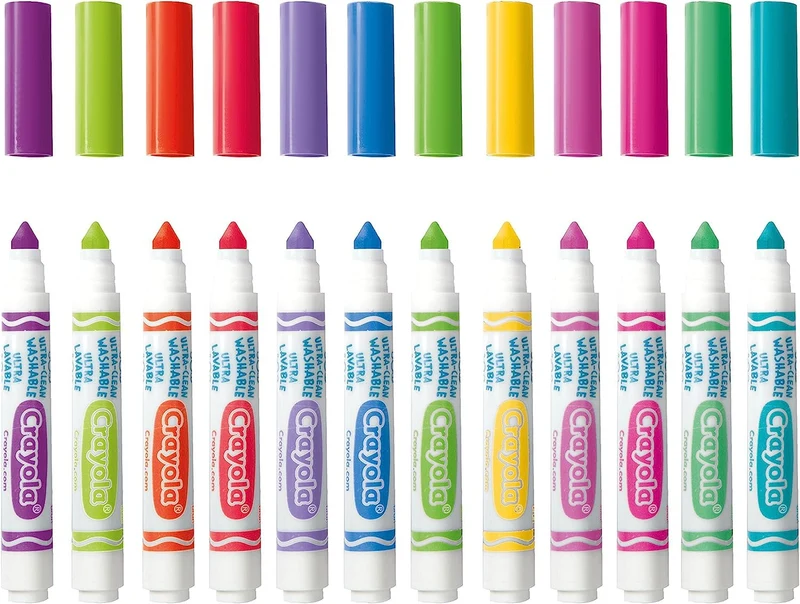 CRAYOLA I Lavabilissimi Pennarelli Ultra-Lavabili, Punta Maxi, Colori Tropicali Assortiti, per Scuola e Tempo Libero, 12 Pezzi 58-8335