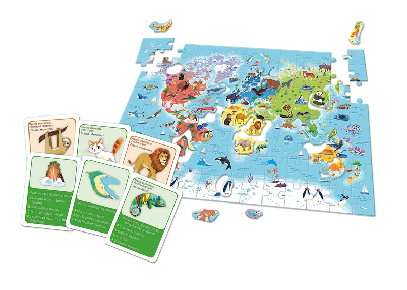 Clementoni - 16597 - Sapientino più - Scopriamo Il Mondo - Gioco Educativo sulla Geografia, Puzzle Planisfero per Bambini dai 6 Anni (Gioco in Italiano), Made in Italy