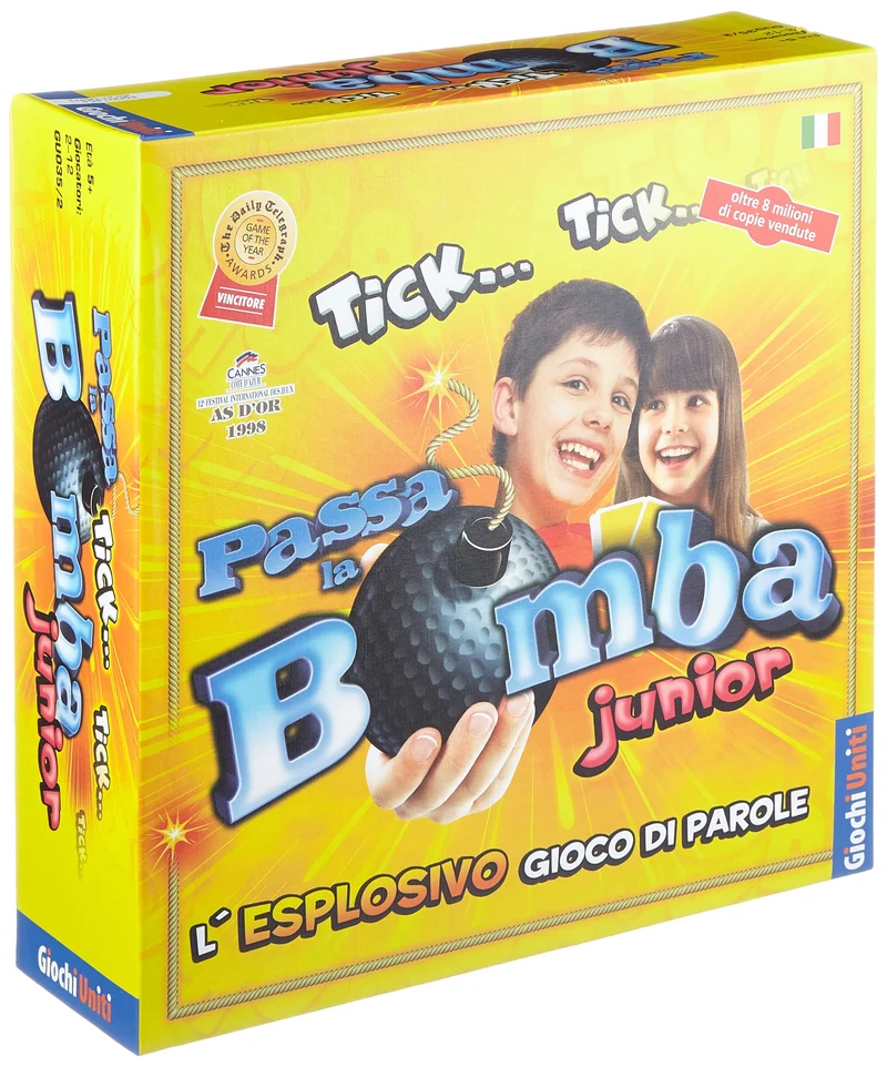 Giochi Uniti - Passa la Bomba Junior, Gioco da Tavolo per Bambini, 2+ Giocatori, 5+ Anni, Edizione Italiana, GU035/2