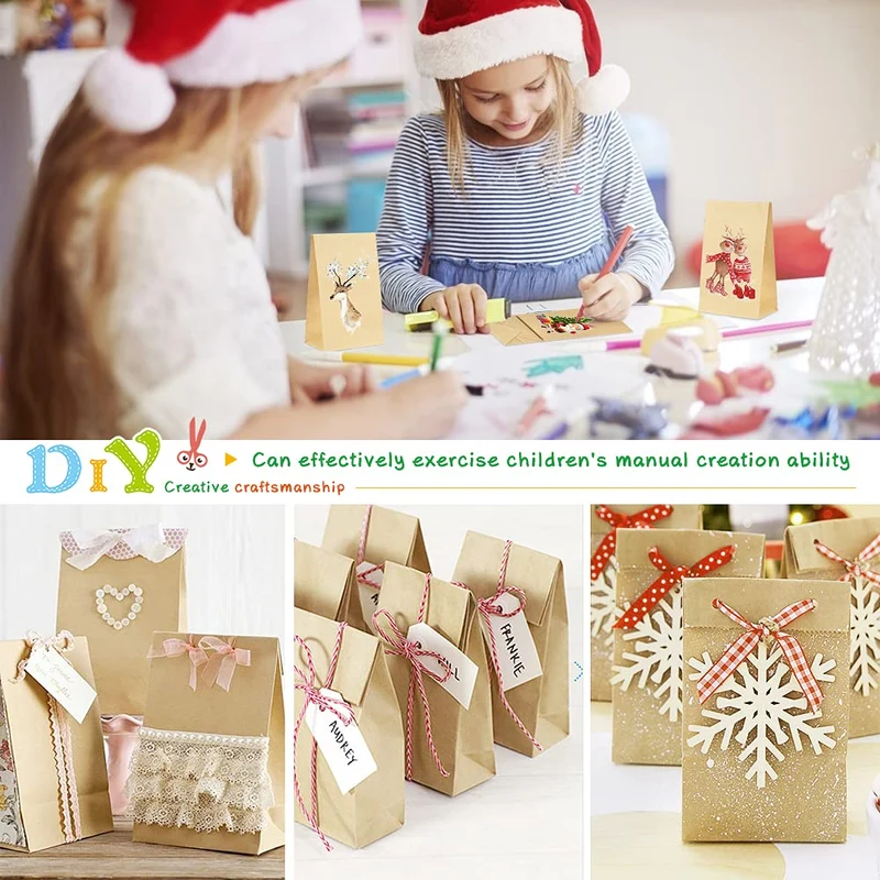 Calendario dell'Avvento, 25 Sacchetti di Carta Kraft con Adesivi Numerici, Calendario dell'Avvento Fai da Te, Avvento Calendario Avvento da Riempire, Calendario di Natale per Bambino