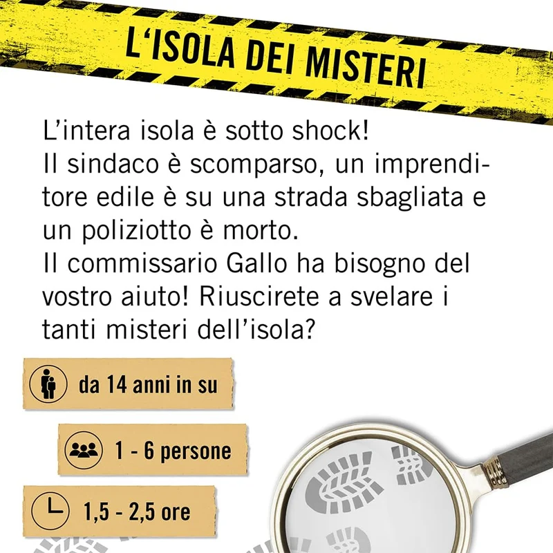 Hidden Games Luogo del Reato - L'isola dei misteri - Italiana - gioco realistico Della Scena del crimine, gioco emozionante del Detective, gioco Della Stanza di fuga