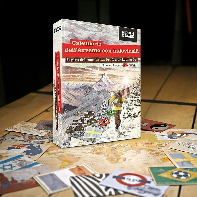 Hidden Games - Calendario dell'Avvento con puzzle -Il Giro del Mondo del Professor Leonardo - Un gioco di enigmi in 24 buste misteriose