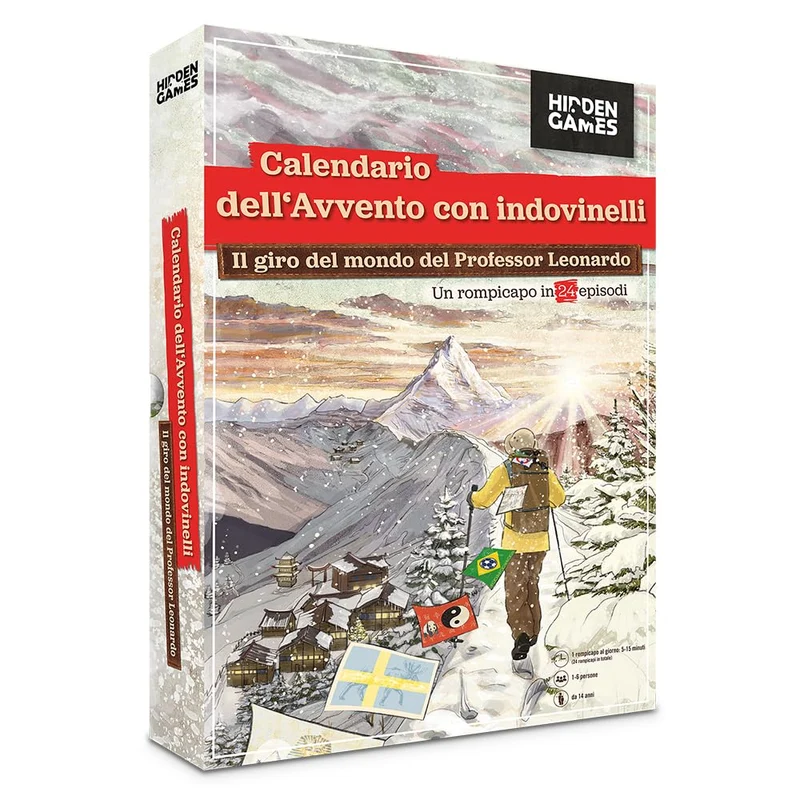 Hidden Games - Calendario dell'Avvento con puzzle -Il Giro del Mondo del Professor Leonardo - Un gioco di enigmi in 24 buste misteriose