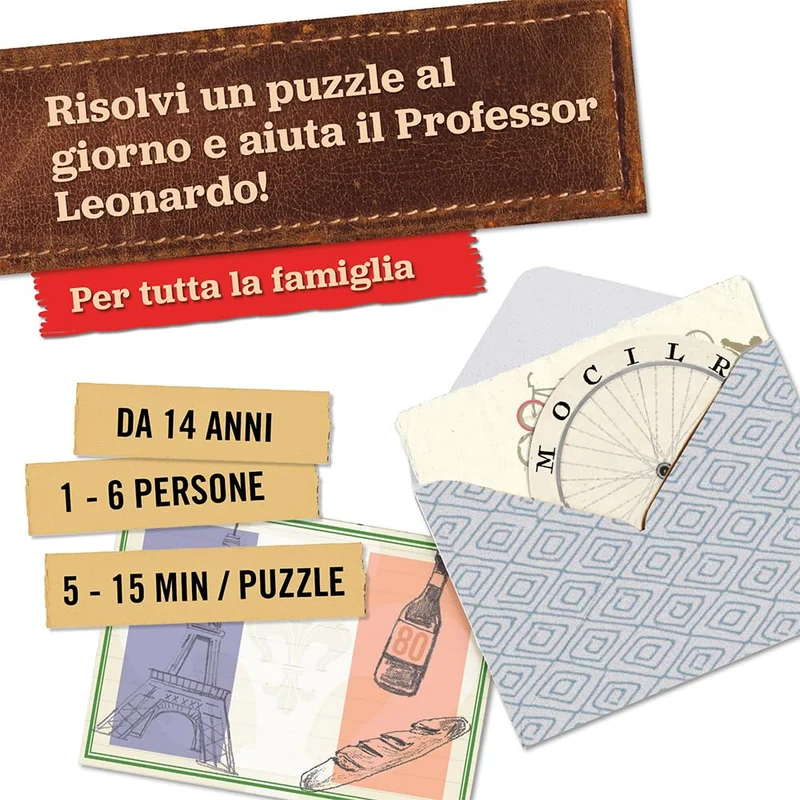 Hidden Games - Calendario dell'Avvento con puzzle -Il Giro del Mondo del Professor Leonardo - Un gioco di enigmi in 24 buste misteriose