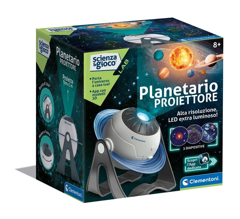 Clementoni Scienza e Gioco Lab - Planetario Proiettore delle Stelle Animato 3D, Gioco Scientifico Bambini 8+ Anni, per Scoprire Sistema Solare e Costellazioni, Made in Italy, Lingua Italiana, 19338