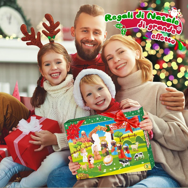 Geebiiny Calendario Avvento 2024, Presepe Bambini Calendario Avvento per Bambini Calendario di Avvento Presepe Accessori Calendario dell Avvento Regalo di Natale Calendario Avvento Bambino Bambina