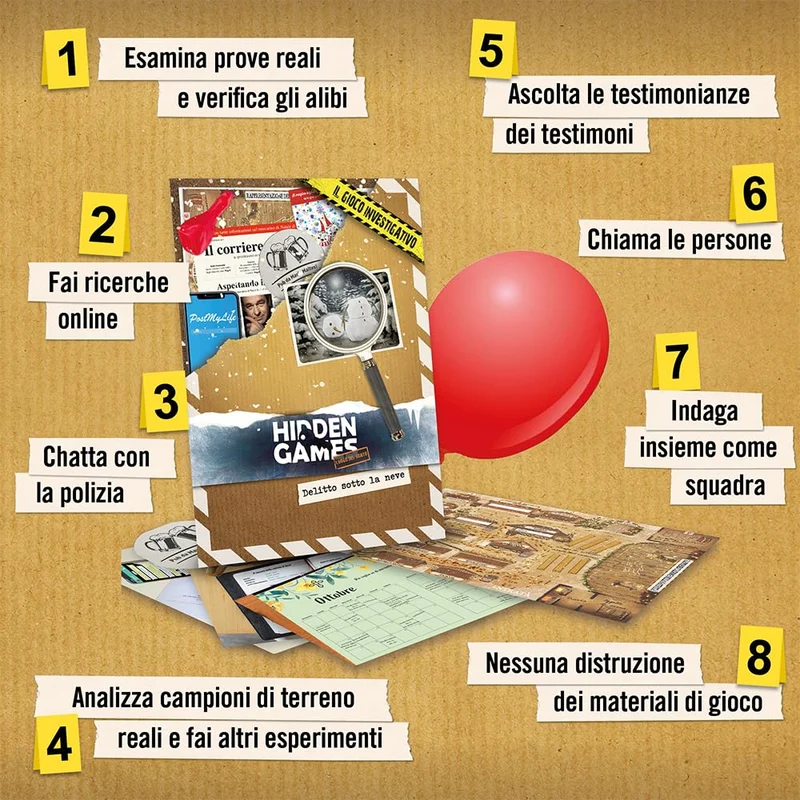 Hidden Games Luogo del Reato - Delitto sotto la neve - Italiana - gioco realistico della scena del crimine, gioco emozionante del detective, gioco della stanza di fuga