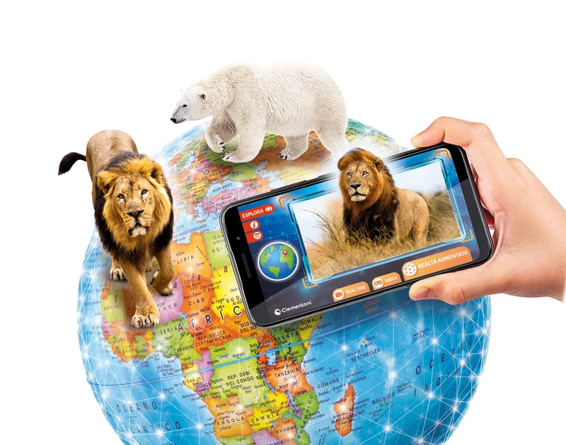 Clementoni Sapientino Più - Esploramondo Real Time, Mappamondo Bambini 7+ Anni, Globo Educativo, Penna Bluetooth e App per Foto e Video in Diretta, 28 Attività, Made in Italy, Lingua Italiana, 16446