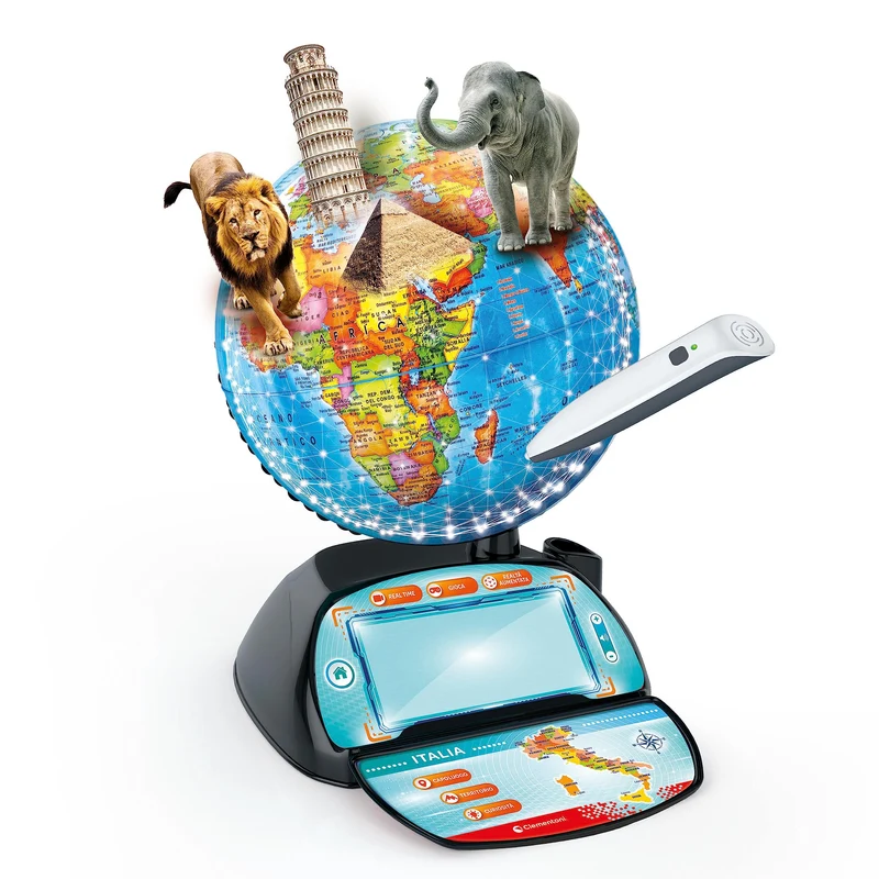 Clementoni Sapientino Più - Esploramondo Real Time, Mappamondo Bambini 7+ Anni, Globo Educativo, Penna Bluetooth e App per Foto e Video in Diretta, 28 Attività, Made in Italy, Lingua Italiana, 16446