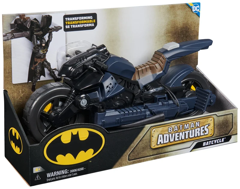 DC Comics, Veicolo Batman Adventures 2 in 1, Batcycle Trasformabile, Macchina Batman Compatibile con Tutte Le Action Figure Batman, Batmobile Trasformabile, Giochi per Bambini e Bambine, 4+ Anni