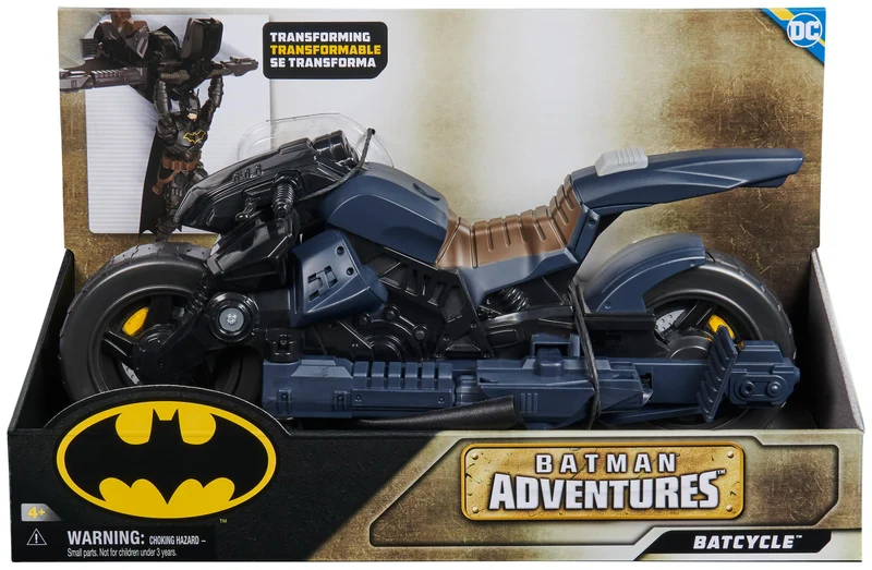 DC Comics, Veicolo Batman Adventures 2 in 1, Batcycle Trasformabile, Macchina Batman Compatibile con Tutte Le Action Figure Batman, Batmobile Trasformabile, Giochi per Bambini e Bambine, 4+ Anni