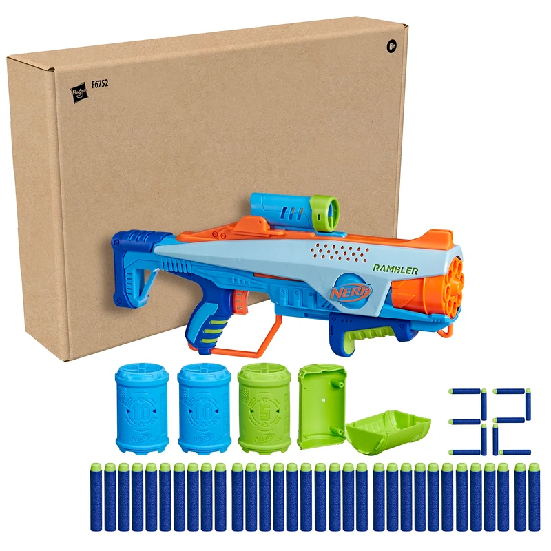 Nerf Elite Junior JR Rookie Pack, blaster facile da usare, 32 dardi Nerf Elite, 4 bersagli