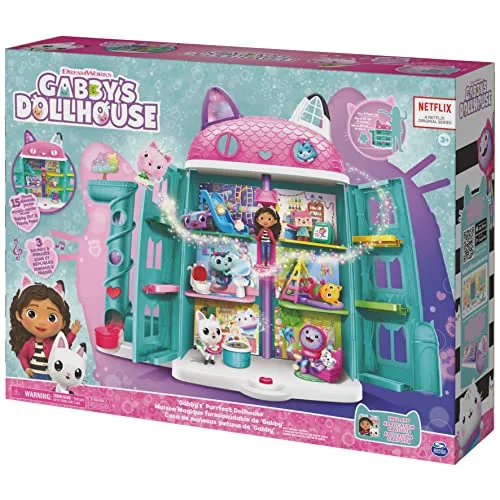 Gabby's Dollhouse, Playset casa delle bambole di Gabby, set con luci e suoni, giochi per bambini dai 3 anni in su