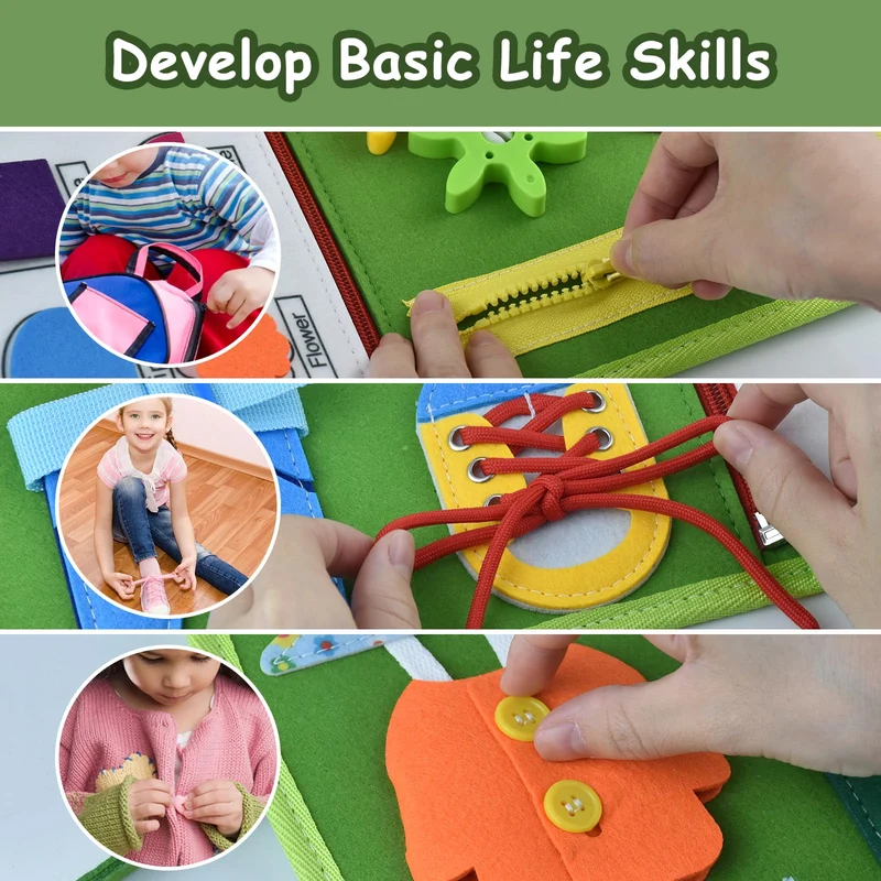 Busy Board Giochi 1 2 3 4 5 Anni Pannello Sensoriale Bambini Montessori+ Puzzle di Legno Tavola Libri Valigetta Montessoriana Gioco Educativi Intrattenimento Bambini Ristorante Viaggio Stoffa