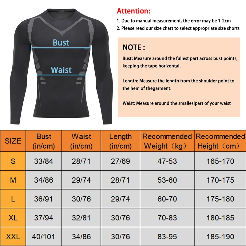 Smatstyle Maglietta Compressione Uomo Traspirante da Asciugatura Rapida Maglia Termica Manica Lunga per Allenamento Palestra Corsa (IT, Testo, L, Regular, Regular, Nero)