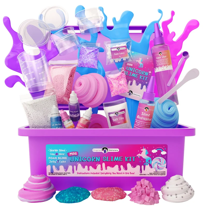 Original Stationery: Unicorn Slime mini Kit per Ragazze e Bambina- Tutto in Una Scatola! - Crea Unicorn Slime, Colori, Glitter, Foam, Cloud e Molto Altro Regalo Bambini