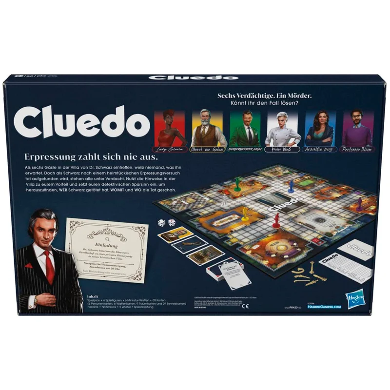 Hasbro Gaming Cluedo - Gioco da tavolo per bambini a partire dagli 8 anni in su, Cluedo ridisegnato per 2-6 giocatori, gioco detective, gioco di famiglia per bambini e adulti