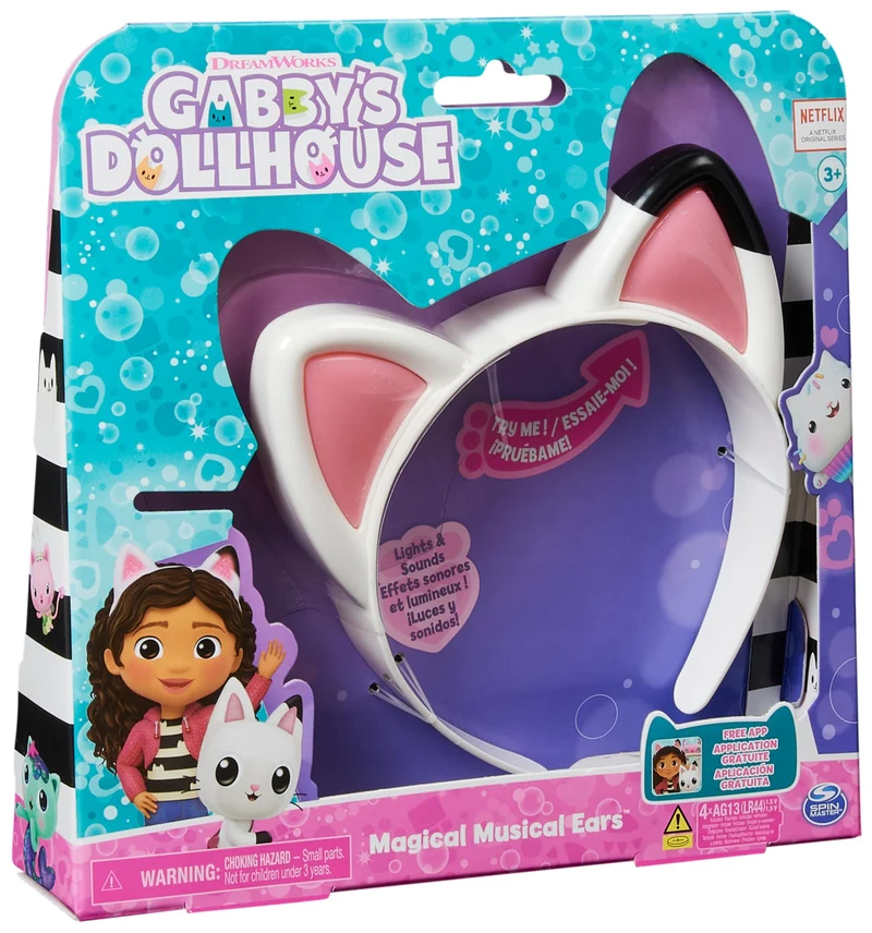 Gabby's Dollhouse, le magiche orecchiette di Gabby, role play di Gabby, per bambini dai 3 anni in su, con luci e suoni