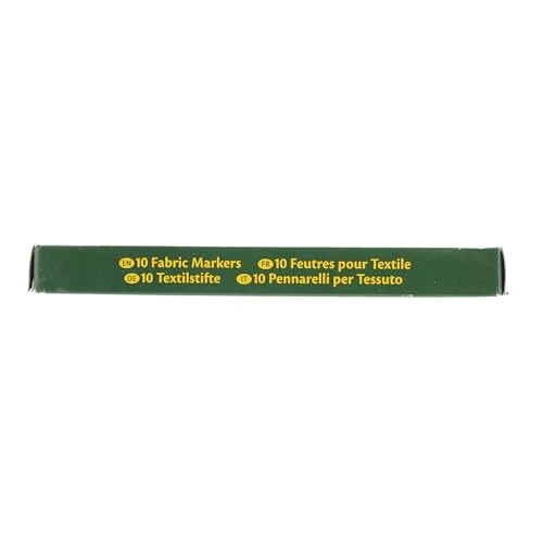 Crayola – Pennarelli per tessuti, 10 pezzi, rosso, rosa, arancione, giallo, violetto, verde chiaro, blu, azzurro, grigio, nero, Per decorare magliette e oggetti in tessuto, 58-8633
