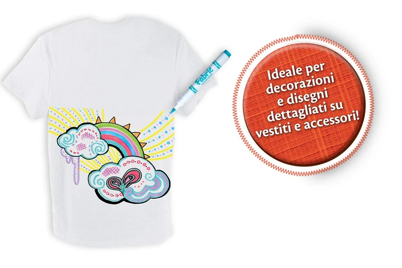 Crayola – Pennarelli per tessuti, 10 pezzi, rosso, rosa, arancione, giallo, violetto, verde chiaro, blu, azzurro, grigio, nero, Per decorare magliette e oggetti in tessuto, 58-8633