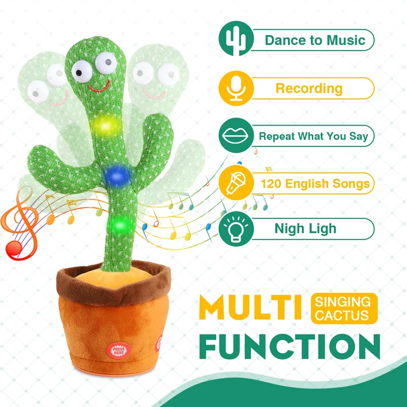 Giocattoli Bambino Cactus Ballerino Ripete Balla Parlante Danzante Funny Talking Che Ripete Quello Che Dici Peluche Cactus Parlante Interattivo Bambina Ragazzo Natalizi Per Bambini Con 120 Canzoni