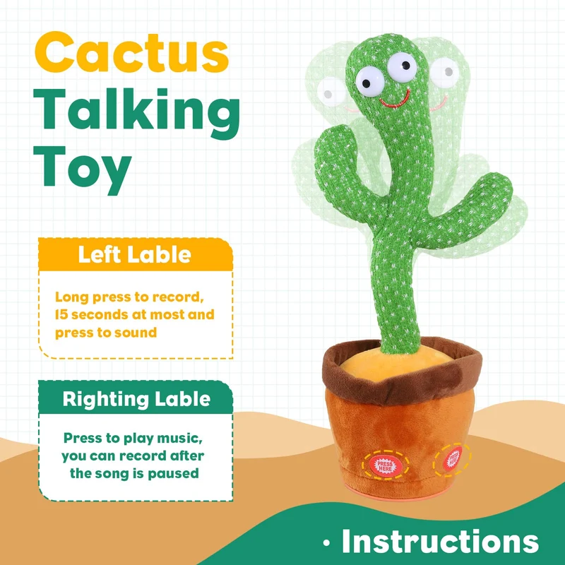 Giocattoli Bambino Cactus Ballerino Ripete Balla Parlante Danzante Funny Talking Che Ripete Quello Che Dici Peluche Cactus Parlante Interattivo Bambina Ragazzo Natalizi Per Bambini Con 120 Canzoni