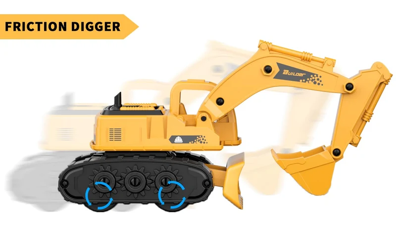 GizmoVine Escavatore Giocattolo, Ruspa, 2 in 1 Camion a Frizione Modellini con Bulldozer, Parti Resistenti e Flessibili, Spiaggia Macchinine per Bambini 2 3 4 5 Anni, Regalo di Compleanno