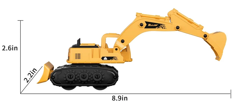 GizmoVine Escavatore Giocattolo, Ruspa, 2 in 1 Camion a Frizione Modellini con Bulldozer, Parti Resistenti e Flessibili, Spiaggia Macchinine per Bambini 2 3 4 5 Anni, Regalo di Compleanno