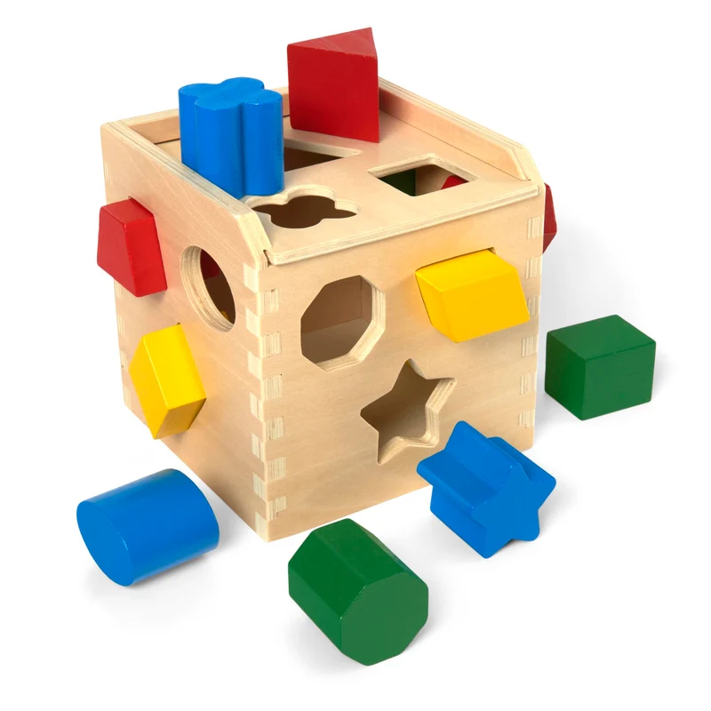 Melissa & Doug Cubo Incastri con Forme Geometriche, legno, Giochi bambini 2 anni Montessori, Regalo Giocattoli 3 - 4 anni