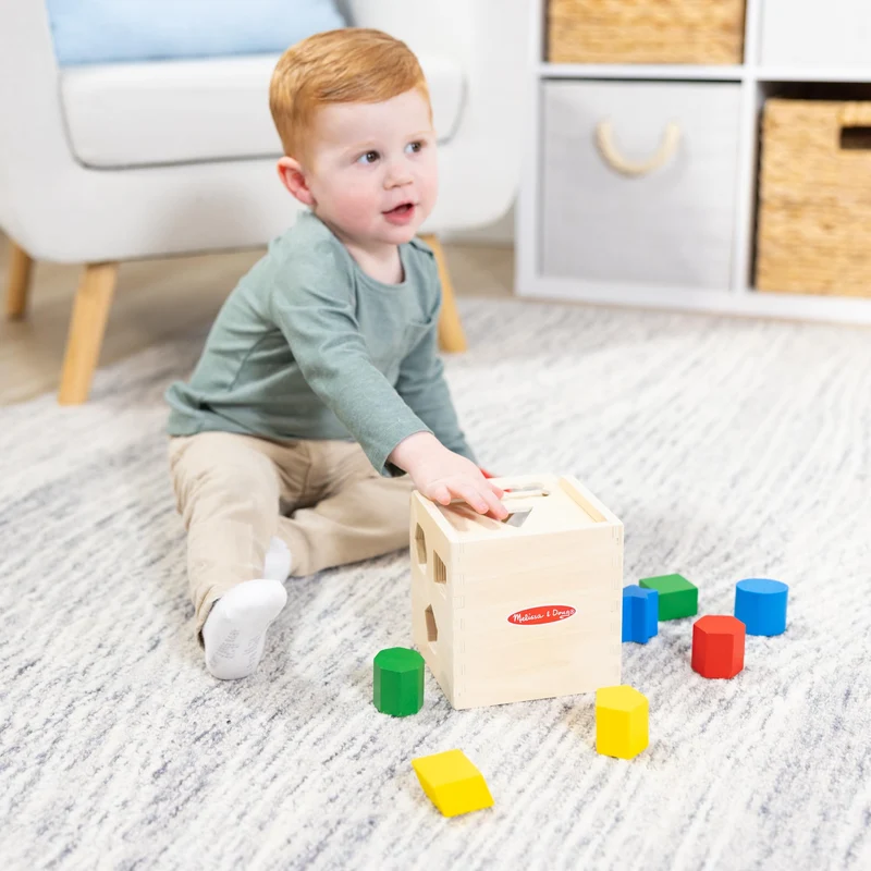 Melissa & Doug Cubo Incastri con Forme Geometriche, legno, Giochi bambini 2 anni Montessori, Regalo Giocattoli 3 - 4 anni