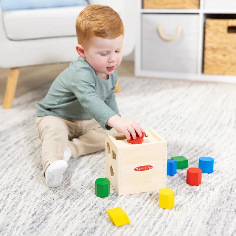 Melissa & Doug Cubo Incastri con Forme Geometriche, legno, Giochi bambini 2 anni Montessori, Regalo Giocattoli 3 - 4 anni