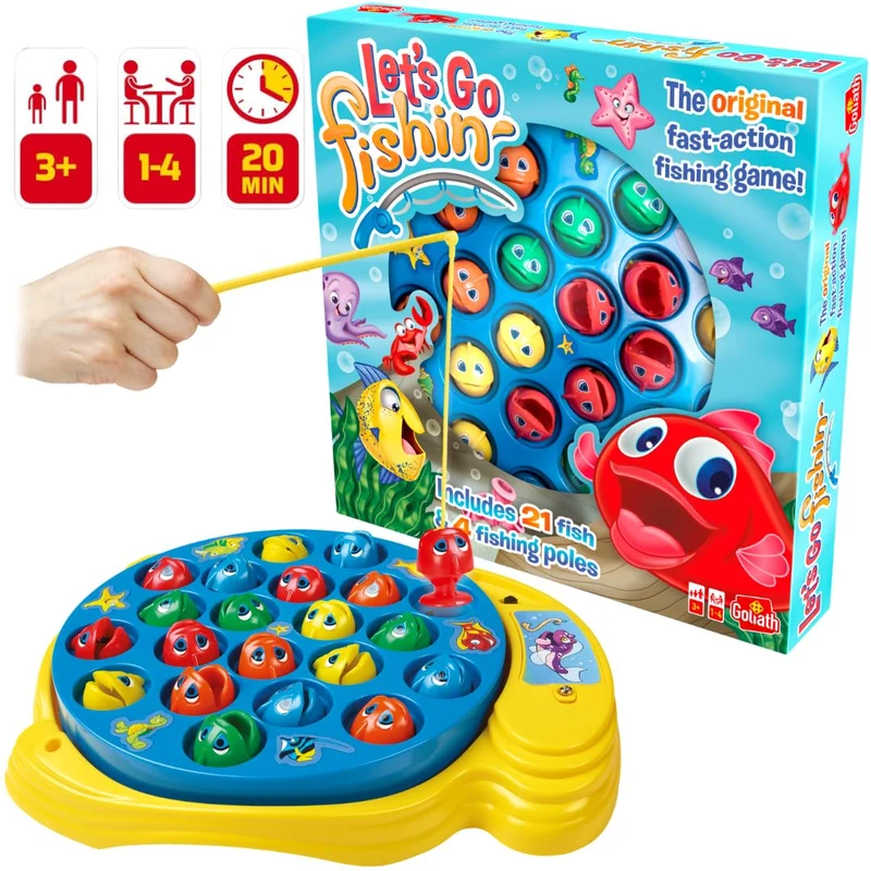 Goliath Let's Go Fishin', Gioco Orginale della Pesca, dai 3 Anni, Gioco d'Azione con Pesci e Canna da Pesca, Giochi per Bambini da Regalare