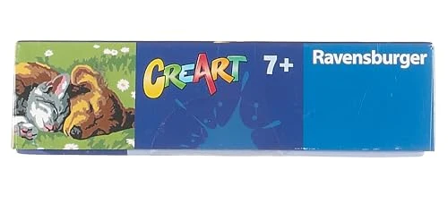 Ravensburger - CreArt Serie E, Cane e Gatto Dolce Sonno, Dipingere con i Numeri, Kit Pittura Bambini, Tema Animali, Cornice Inclusa, Gioco Educativo, Idea Regalo Bambini 7+ Anni, 22x16cm