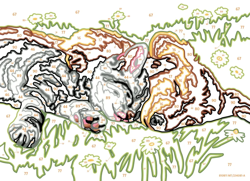 Ravensburger - CreArt Serie E, Cane e Gatto Dolce Sonno, Dipingere con i Numeri, Kit Pittura Bambini, Tema Animali, Cornice Inclusa, Gioco Educativo, Idea Regalo Bambini 7+ Anni, 22x16cm