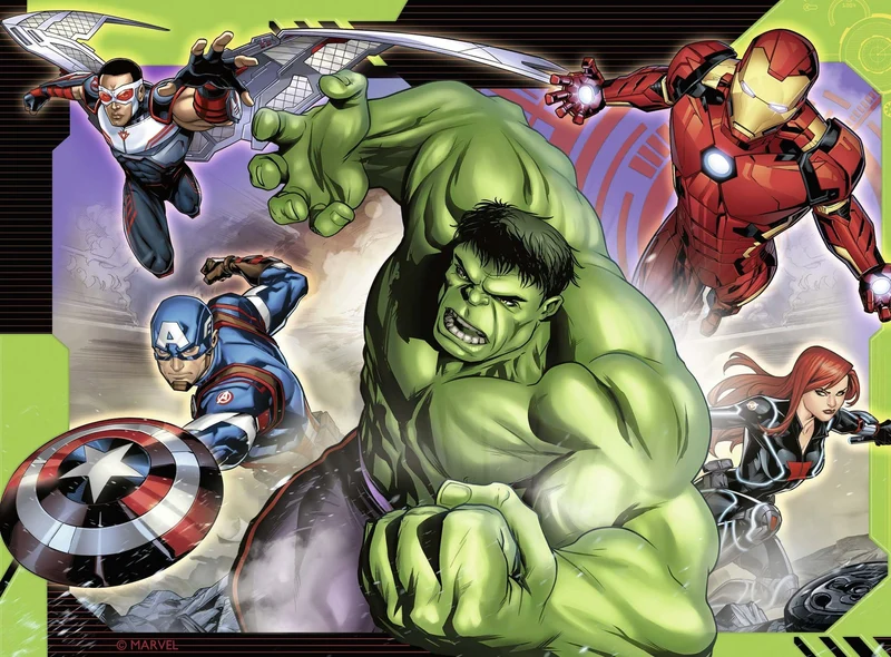 Ravensburger - Puzzle Avengers A, Collezione 4 in a Box, Idea Regalo per Bambini 3+ Anni, Gioco Educativo e Stimolante, 4 Puzzle 12-16-20-24 Pezzi