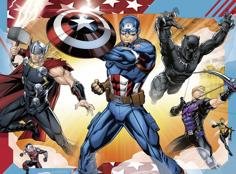 Ravensburger - Puzzle Avengers A, Collezione 4 in a Box, Idea Regalo per Bambini 3+ Anni, Gioco Educativo e Stimolante, 4 Puzzle 12-16-20-24 Pezzi