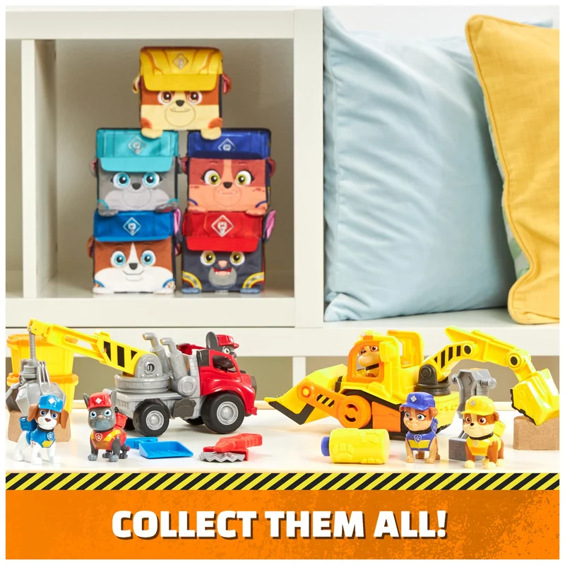 Rubble & Crew, Veicolo da lavoro di Rubble, Bulldozer giocattolo con parti mobili e personaggio da collezione, giocattoli per bambini dai 3 anni in su