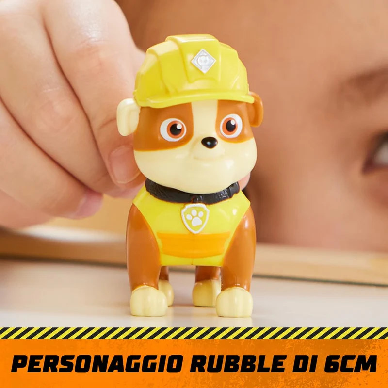 Rubble & Crew, Veicolo da lavoro di Rubble, Bulldozer giocattolo con parti mobili e personaggio da collezione, giocattoli per bambini dai 3 anni in su