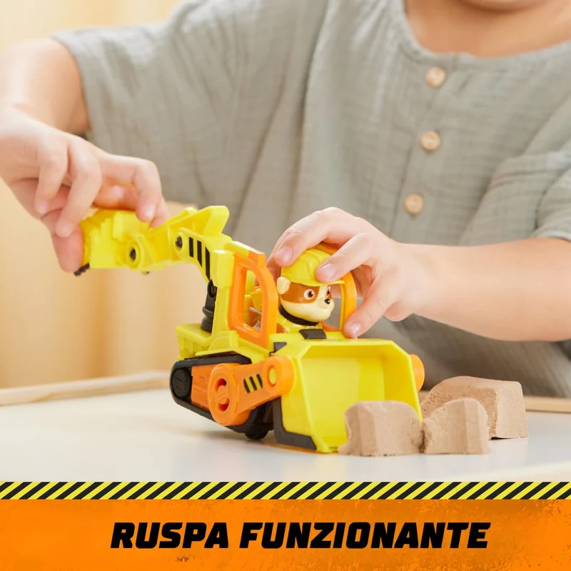 Rubble & Crew, Veicolo da lavoro di Rubble, Bulldozer giocattolo con parti mobili e personaggio da collezione, giocattoli per bambini dai 3 anni in su