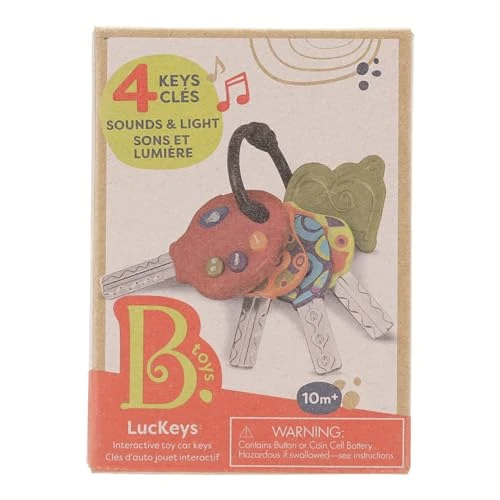 B. LucKeys - 4 Chiavi Auto Giocattolo strutturate per Neonati e Bambini - Blu - Torcia elettrica e 3 Suoni Auto - Non tossico - Giocattoli interattivi per dentizione - 10 Mesi +