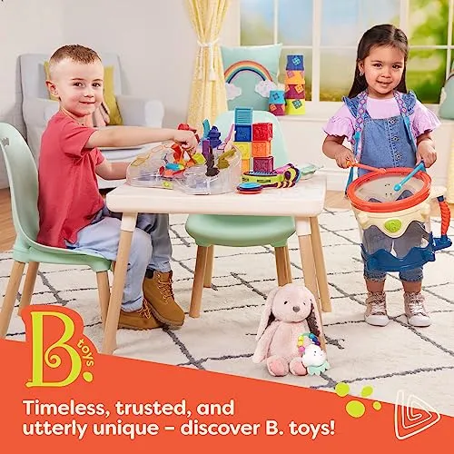B. LucKeys - 4 Chiavi Auto Giocattolo strutturate per Neonati e Bambini - Blu - Torcia elettrica e 3 Suoni Auto - Non tossico - Giocattoli interattivi per dentizione - 10 Mesi +