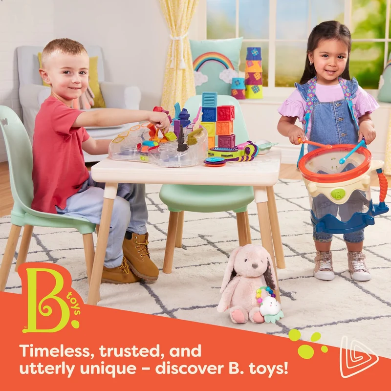 B. LucKeys - 4 Chiavi Auto Giocattolo strutturate per Neonati e Bambini - Blu - Torcia elettrica e 3 Suoni Auto - Non tossico - Giocattoli interattivi per dentizione - 10 Mesi +