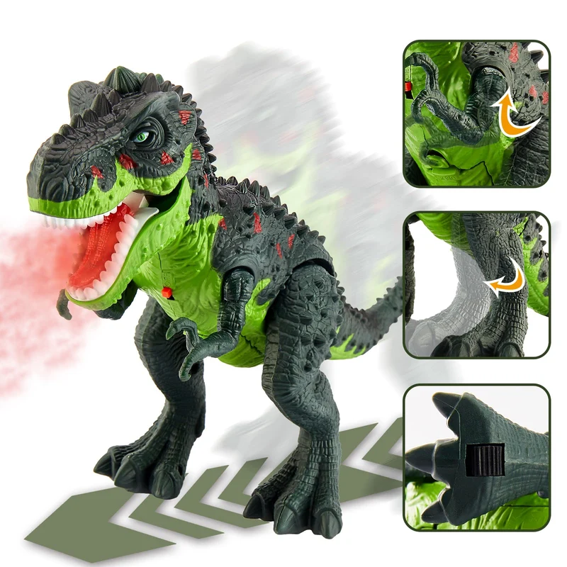 HYAKIDS T Rex Dinosauro Giocattolo con Acqua Spray, Giochi Dinosauri per Bambini 3 4 5 6 Anni, Tyrannosaurus Rex, Cammina, Luci e Suoni, Dinosauro Gigante Regalo per Ragazzi Ragazze